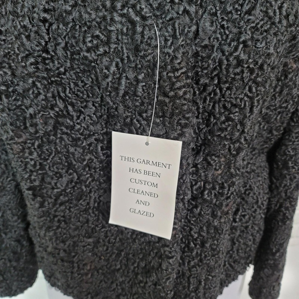 Vintage 50s Sistoveris of Greece Black Persian Lamb Fur Jacket Boxy Short Coat - Picture 4 of 12